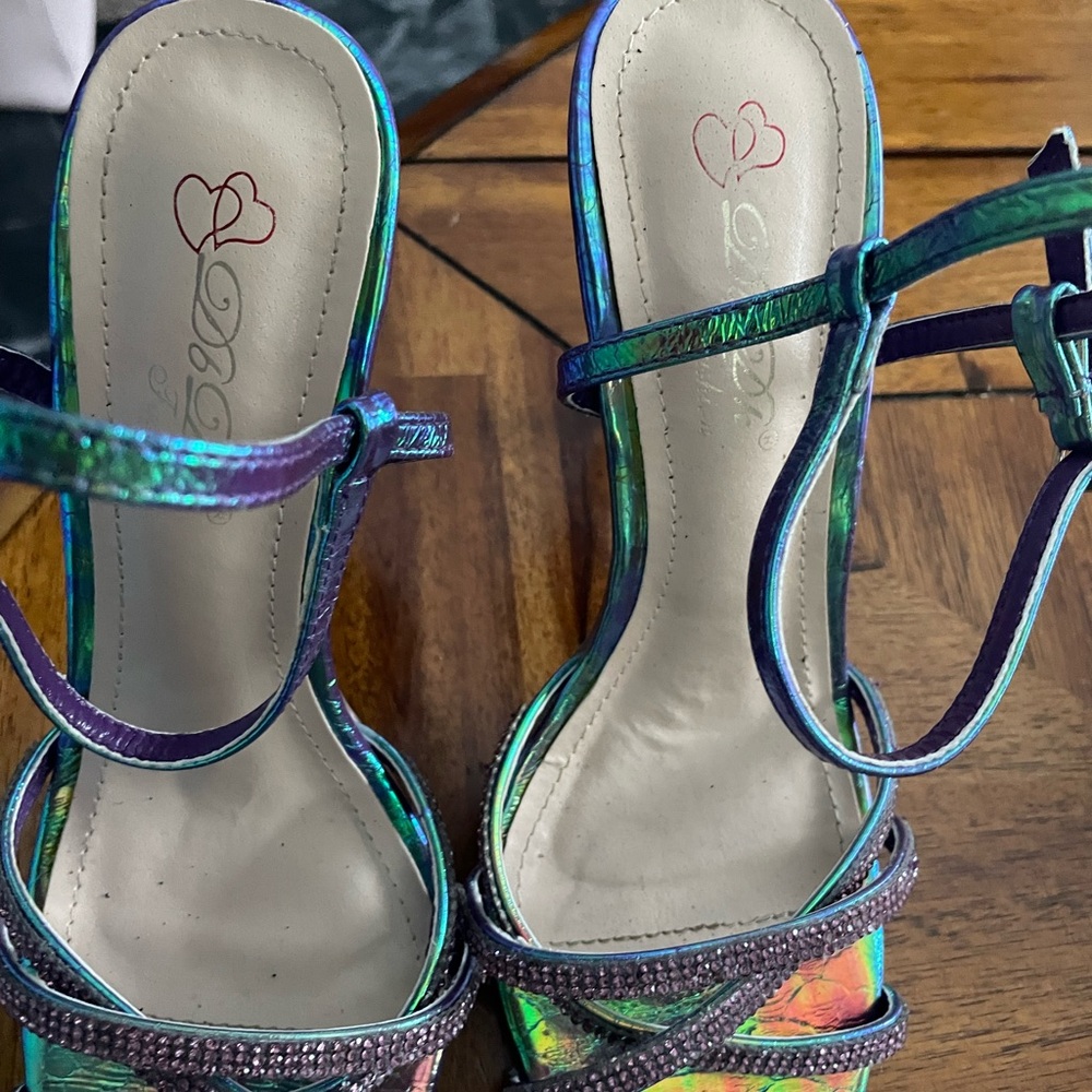 DbDk Fashion Blue and Purple High Heeled Sandals
